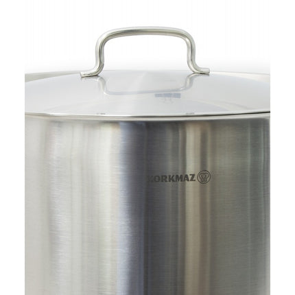 Korkmaz Gastro Proline RVS Soeppan XXL 42.5L – Grote Kookpan Ø40 cm – Voor Inductie, Gas, Keramisch – Met Deksel en Maatverdeling