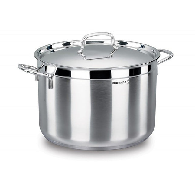 Korkmaz RVS Soeppan 8.5L – Grote Kookpan Geschikt Voor Inductie – Alfa Serie Met Deksel