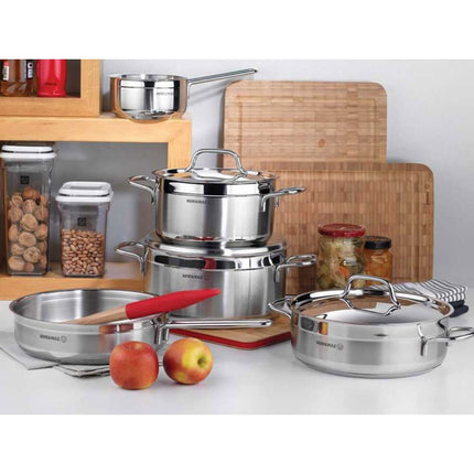 Korkmaz RVS Soeppan 5.5L – Grote Kookpan Geschikt Voor Inductie – Met Deksel en Dubbele Bodem