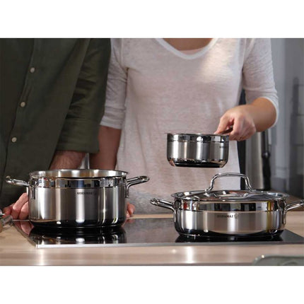 Korkmaz RVS Soeppan 5.5L – Grote Kookpan Geschikt Voor Inductie – Met Deksel en Dubbele Bodem