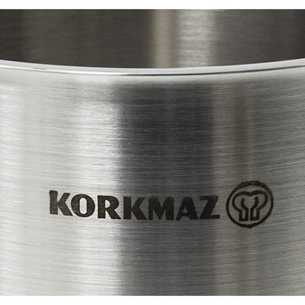 Korkmaz Gastro Proline RVS Kookpan 6L – Inductiegeschikte Hoge Pan Met Deksel en Maatverdeling – Ø 20 cm – Voor Soep, Stoof, Pasta & Meal Prep