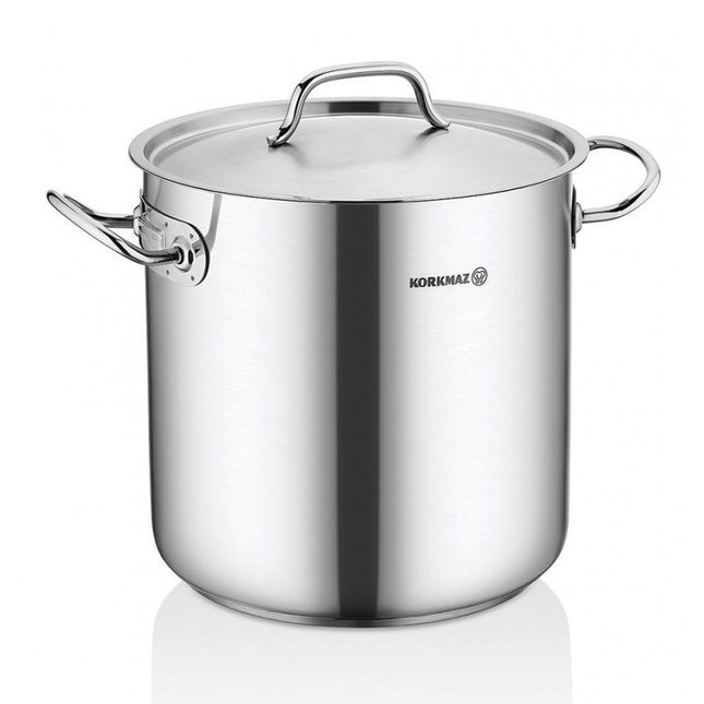 Korkmaz Gastro Proline RVS Kookpan 6L – Inductiegeschikte Hoge Pan Met Deksel en Maatverdeling – Ø 20 cm – Voor Soep, Stoof, Pasta & Meal Prep