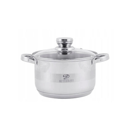 Meyerhoff Kookpan Ø 24 cm – 5 L – Met Glazen Deksel & Maatverdeling – Voor Inductie & Alle Warmtebronnen – RVS – MH‑12149