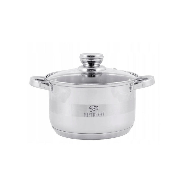 Meyerhoff Kookpan Ø 24 cm – 5 L – Met Glazen Deksel & Maatverdeling – Voor Inductie & Alle Warmtebronnen – RVS – MH‑12149