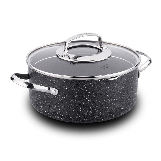 Korkmaz Galaksi Kookpan 26 cm – Aluminium Pan 6.5L Met Non-Stick Coating, Glazen Deksel en Schenktuit – Geschikt Voor Inductie en Alle Warmtebronnen