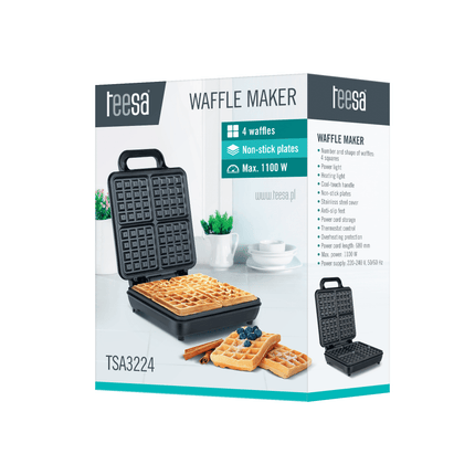 Teesa professionele wafelijzer voor vier luikse wafels TSA3224