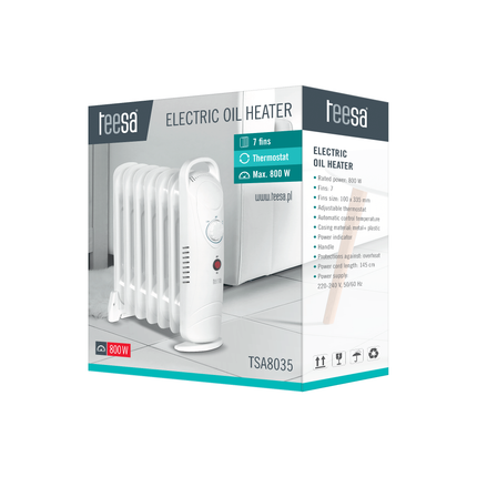 Teesa TSA8035 Oliekachel met 7 ribben 800 Watt geschikt voor 7-8 m2