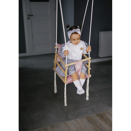 Luxe houten 3 in 1 licht grijze meegroei baby schommel en Kinder schommel – Baby swing – Schommel die meegroeit met je kindje - Schommelstoel - Schommels - handgemaakt