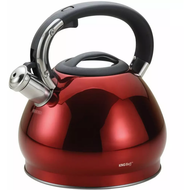 King Hoff KH-1212 fluitketel RVS metallic rood 3.4 Liter - ook geschikt voor inductie
