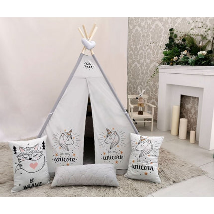 Luxe handgemaakte unicorn eenhoorn tipi tent speeltent - wigwam voor kinderen inclusief kussens en speelmat