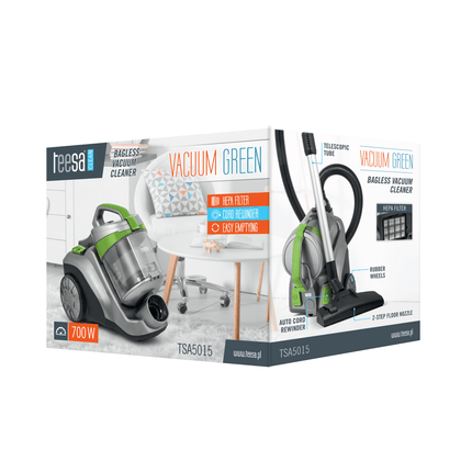 Teesa stofzuiger Vacuum Green zonder zak 700 Watt met HEPA filter TSA5015