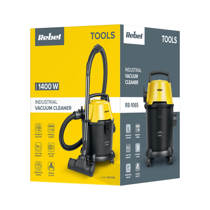 Rebel Wet & Dry Industriële Nat en Droog Stofzuiger - Bouwstofzuiger 15L 1400W - Krachtige Multifunctionele Zuiger