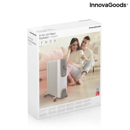 Innovagoods Oileven elektrische olieradiator kachel met thermostaat 3 standen 11 kamers 2500W tot 28m2 wit