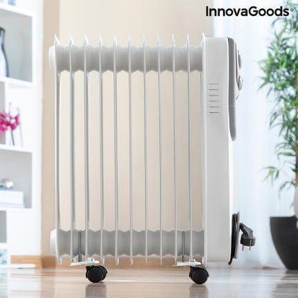 Innovagoods Oileven elektrische olieradiator kachel met thermostaat 3 standen 11 kamers 2500W tot 28m2 wit