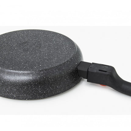 Korkmaz Ornella Koekenpan 24 cm – Aluminium Pan Met Afneembaar Handvat – 5-Laags Antiaanbaklaag – Marmerlook – Voor Inductie en Alle Warmtebronnen