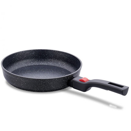 Korkmaz Ornella Koekenpan 28 cm – Aluminium Pan 3L Met Afneembaar Handvat – 5-Laags Antiaanbaklaag – Marmerlook – Voor Inductie en Alle Warmtebronnen