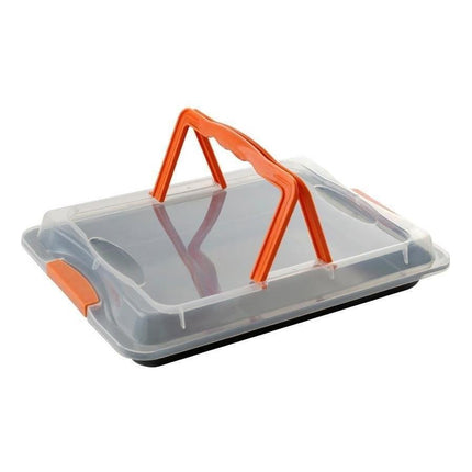 Florina Likoris rechthoekige bakvorm met deksel 42 x 29 x 4 cm zwart / oranje