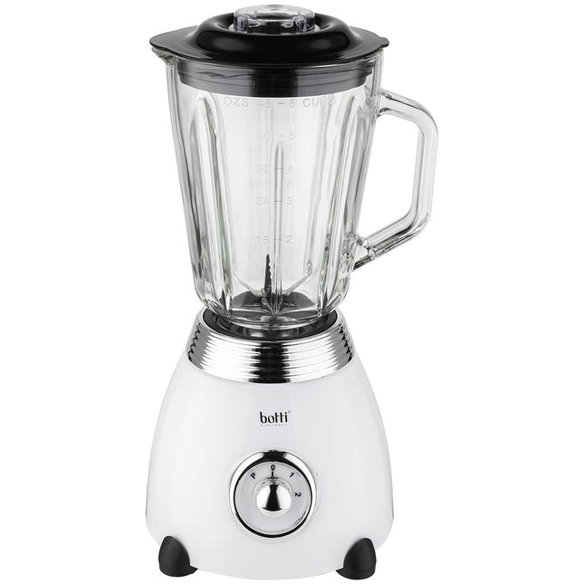 Botti Royal Line blender – 1,5L – 500W – Wit/Zilver – Professionele blender met 2 snelheden en pulsfunctie – Retro look
