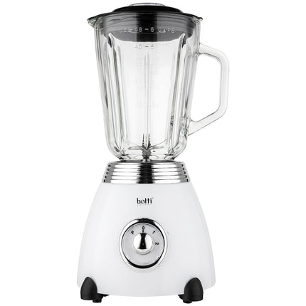 Botti Royal Line blender – 1,5L – 500W – Wit/Zilver – Professionele blender met 2 snelheden en pulsfunctie – Retro look