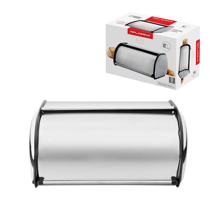 Florina Lili zilveren broodtrommel met rolklep klein formaat 35 x 23 x 14.5 cm RVS