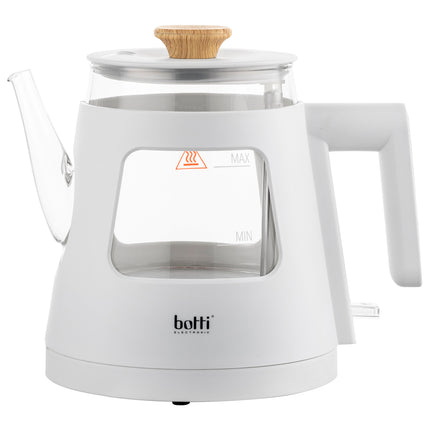 Botti Vivien glazen waterkoker – 0,9 L – 1000 W – Wit – Professional Series – Stijlvol design & veiligheid