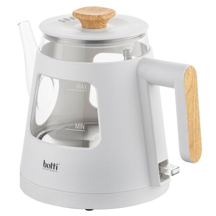 Botti Vivien glazen waterkoker – 0,9 L – 1000 W – Wit – Professional Series – Stijlvol design & veiligheid