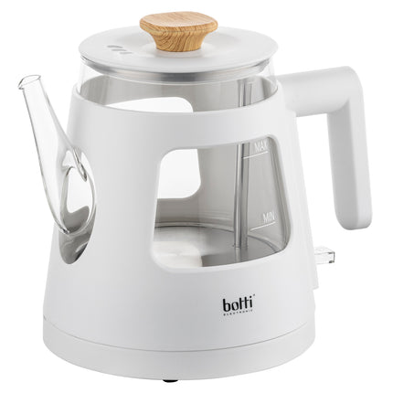 Botti Vivien glazen waterkoker – 0,9 L – 1000 W – Wit – Professional Series – Stijlvol design & veiligheid