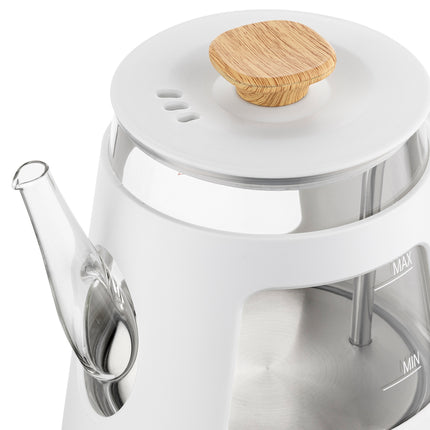 Botti Vivien glazen waterkoker – 0,9 L – 1000 W – Wit – Professional Series – Stijlvol design & veiligheid