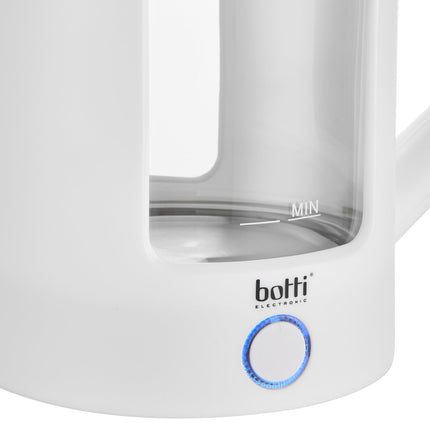 Botti Carter glazen elektrische waterkoker 1,5L – 1350W – Wit – Compacte en veilige waterkoker met LED-verlichting