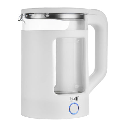 Botti Carter glazen elektrische waterkoker 1,5L – 1350W – Wit – Compacte en veilige waterkoker met LED-verlichting