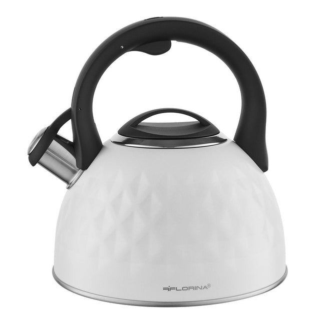 Florina Diamante High Quality fluitketel RVS mat wit 2.5 Liter - ook geschikt voor inductie