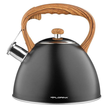 Florina Frank fluitketel RVS mat zwart / bruin 2.5 Liter - ook geschikt voor inductie