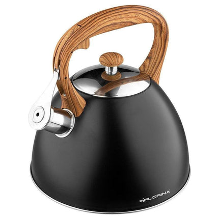 Florina Frank fluitketel RVS mat zwart / bruin 2.5 Liter - ook geschikt voor inductie