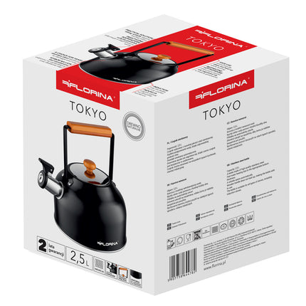 Florina Tokyo fluitketel RVS mat zwart 2.5 Liter - ook geschikt voor inductie