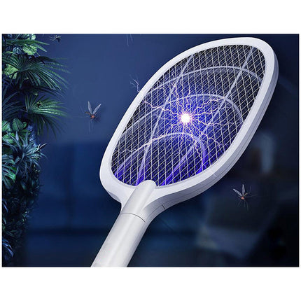 Oplaadbare UV lamp en elektrische vliegenmepper met standaard 2 in 1 – Wit
