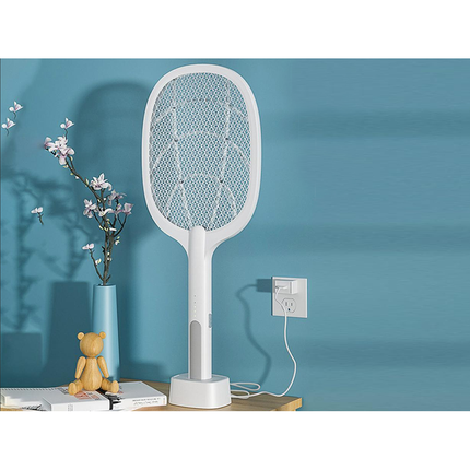 Oplaadbare UV lamp en elektrische vliegenmepper met standaard 2 in 1 – Wit