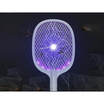 Oplaadbare UV lamp en elektrische vliegenmepper met standaard 2 in 1 – Wit