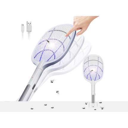 Oplaadbare UV lamp en elektrische vliegenmepper met standaard 2 in 1 – Wit