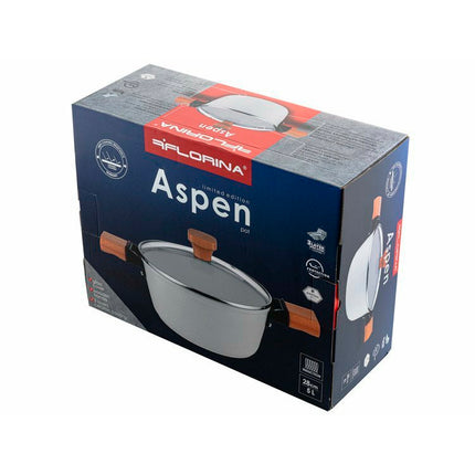 Florina Aspen Limited Edition kookpan met keramische coating en glazen deksel 28cm 5L wit / bruin