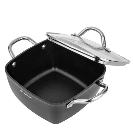 Florina Nelio vierkante kookpan braadpan 20 x 20 cm aluminium 2.5 Liter mat zwart - geschikt voor inductie