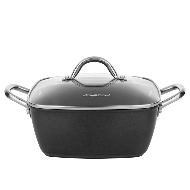 Florina Nelio vierkante kookpan braadpan 24 x 24 cm aluminium 4 Liter mat zwart - geschikt voor inductie