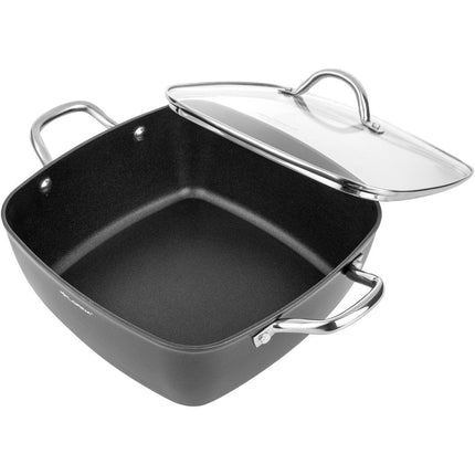 Florina Nelio vierkante kookpan braadpan 28 x 28 cm aluminium 6.1 Liter mat zwart - geschikt voor inductie