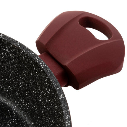 Florina Casanova aluminium hapjespan met 3-laags coating inclusief glazen deksel 24 cm 2.3 liter stone look rood