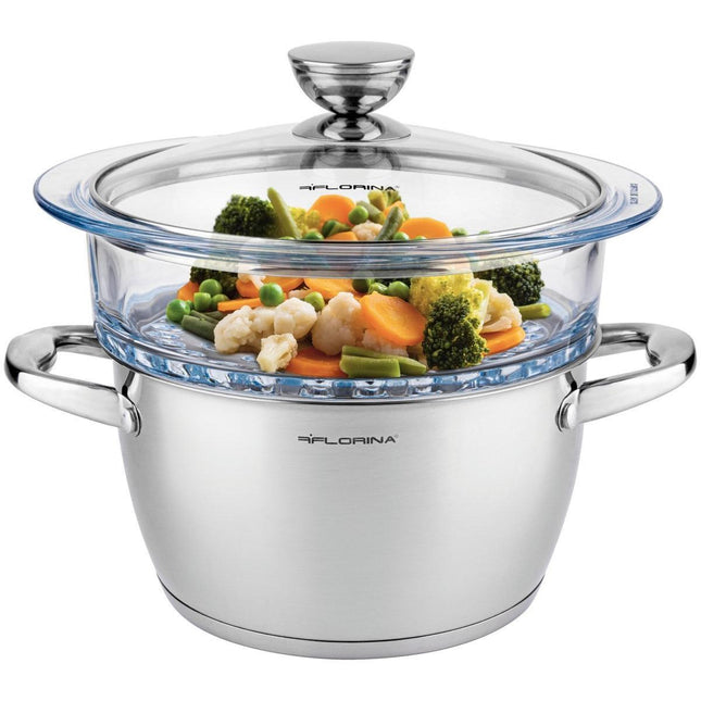 Florina stima professionele stoompan 3-delig RVS geschikt voor alle warmtebronnen ∅ 20 cm zilver