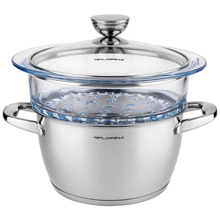 Florina stima professionele stoompan 3-delig RVS geschikt voor alle warmtebronnen ∅ 20 cm zilver