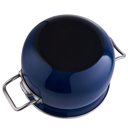 Emalia Berry kookpan – 22 cm – 4,25 L – Marineblauw/Crème – Geëmailleerd staal – Inclusief glazen deksel