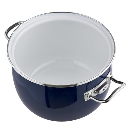 Emalia Berry kookpan – 24 cm – 5 L – Marineblauw – Retro geëmailleerd staal – Inclusief glazen deksel