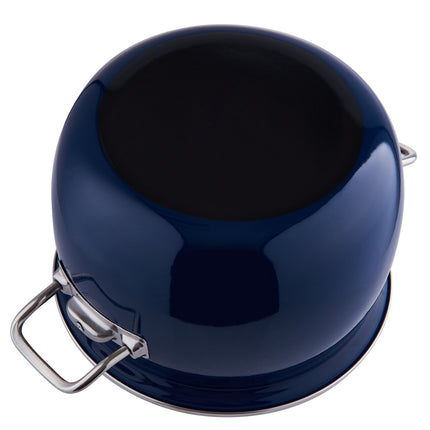Emalia Berry kookpan – 24 cm – 5 L – Marineblauw – Retro geëmailleerd staal – Inclusief glazen deksel