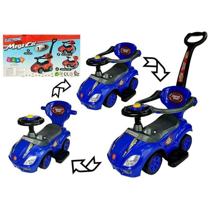Mega Car 3 in 1 loopauto met duwstang - Groeit mee met je kind - Blauw
