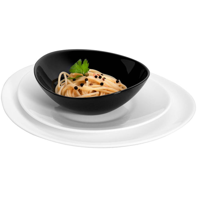 Bormioli Rocco & Florina Orion Bordenset 18-delig – Opaal Glas – Wit/Zwart – Vaatwasser- & Magnetronbestendig – Italiaans Design
